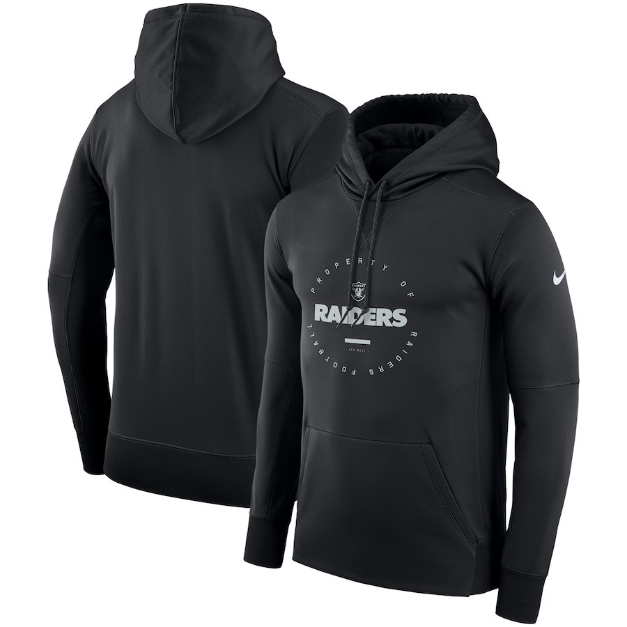 Oakland Raiders Nike Sideline Property Of Wordmark Logo Performance Pullover Hoodie Black
