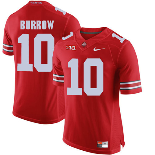 Ohio State Buckeyes 10 Joe Burrow Red College Football Jersey