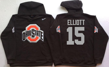Ohio State Buckeyes 15 Ezekiel Elliott Black Men's Pullover Hoodie