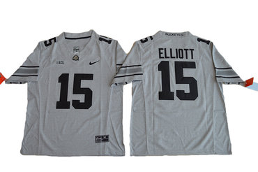 Ohio State Buckeyes 15 Ezekiel Elliott Gray Gridiron II College Jersey