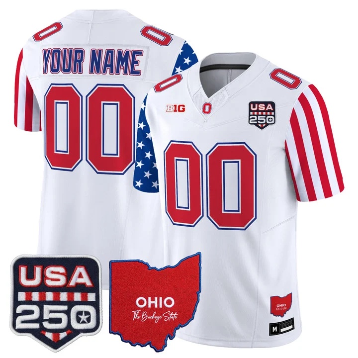 Ohio State Buckeyes America 250 Edition Vapor Limited Custom Jersey WHITE