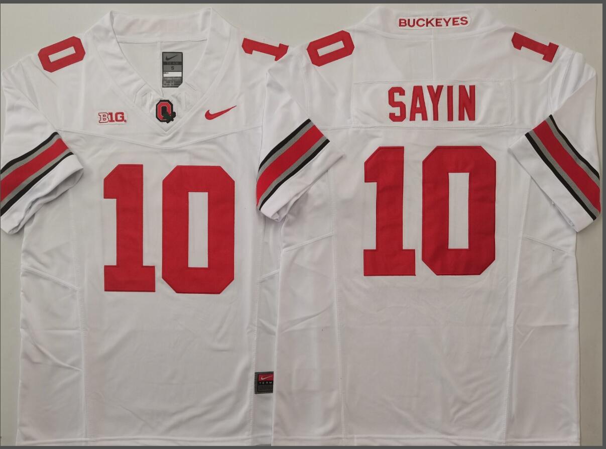 Ohio State Buckeyes White #10 SAYIN