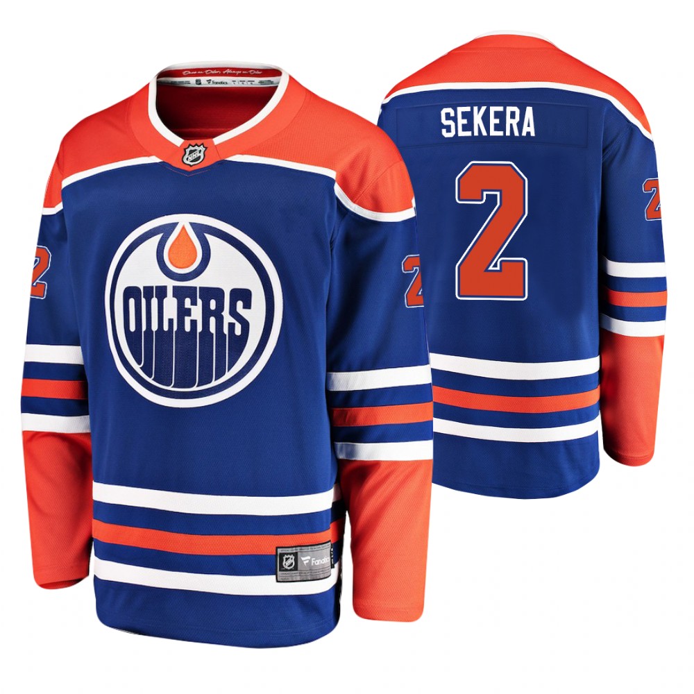 Oilers Andrej Sekera Youth Breakaway Player  Alternate Jersey Fanatics Branded