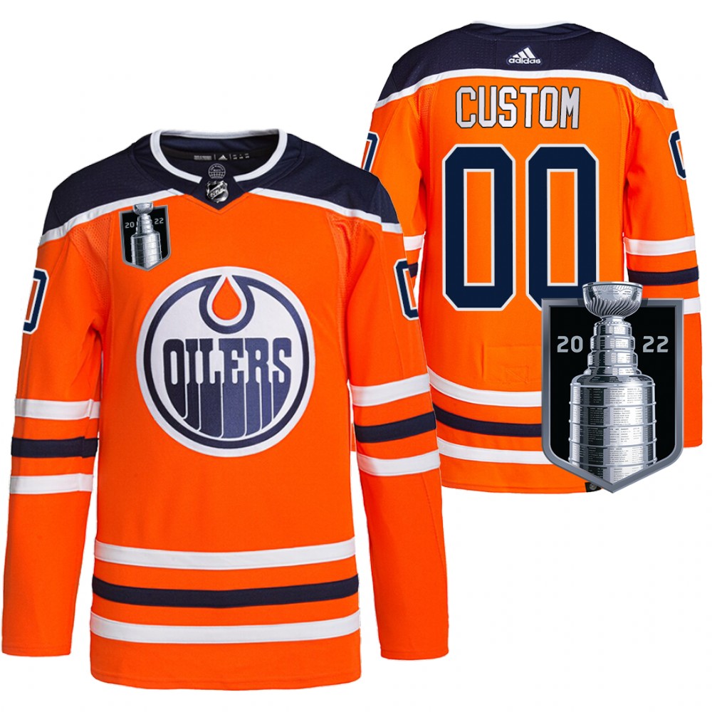Oilers Custom 2022 Stanley Cup Playoffs Orange Jersey Authentic Primegreen