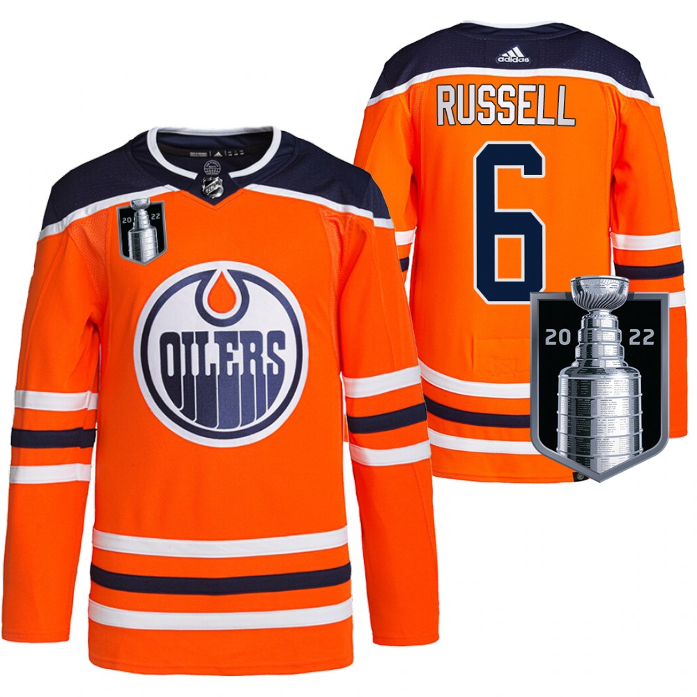 Oilers Kris Russell 2022 Stanley Cup Playoffs Orange Jersey Authentic Primegreen