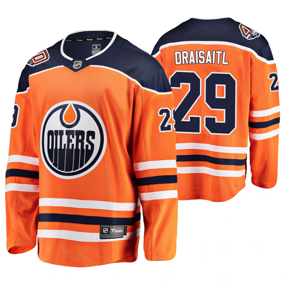 Oilers Leon Draisaitl Orange Breakaway Player 40th Anniversary Jersey