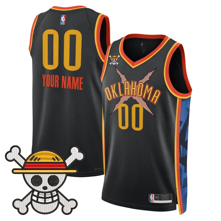 Oklahoma City Thunder x One Piece Swingman Custom Jersey black