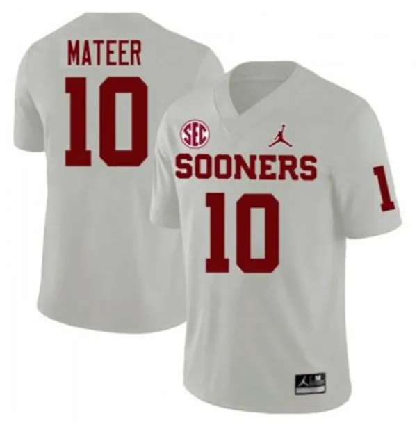 Oklahoma Sooners #10 John Mateer 2025 SEC College Football Game Jersey White 