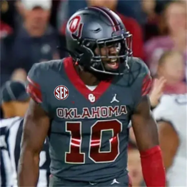 Oklahoma Sooners #10 John Mateer Football 2025 SEC College Football Game Jersey Anthracite 
