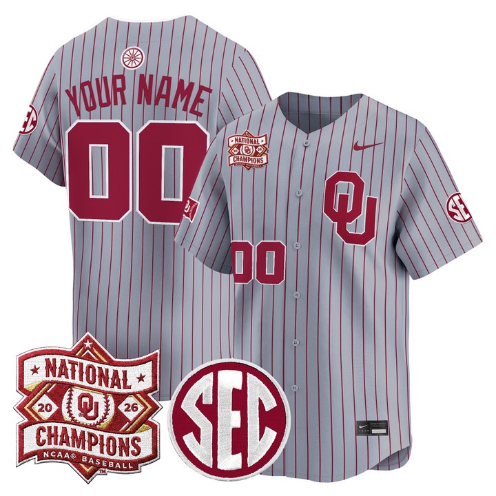 Oklahoma Sooners 2026 National Champions Patch Vapor Premier Limited Custom Jersey GRAY