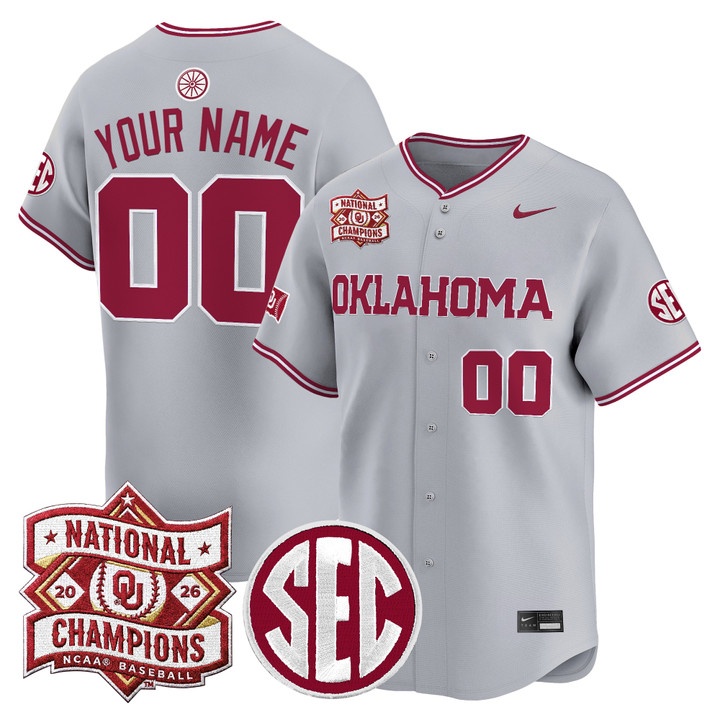 Oklahoma Sooners 2026 National Champions Patch Vapor Premier Limited Custom Jersey GRAY2