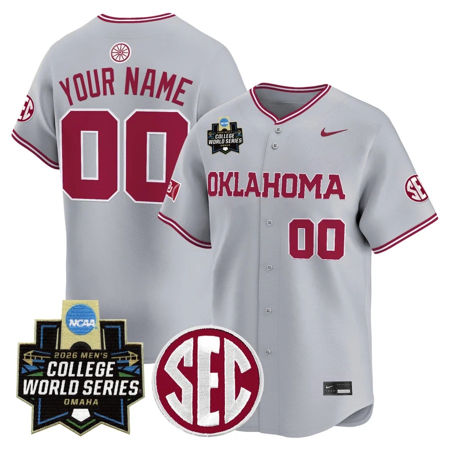 Oklahoma Sooners 2026 World Series Vapor Premier Limited Custom Jersey GRAY