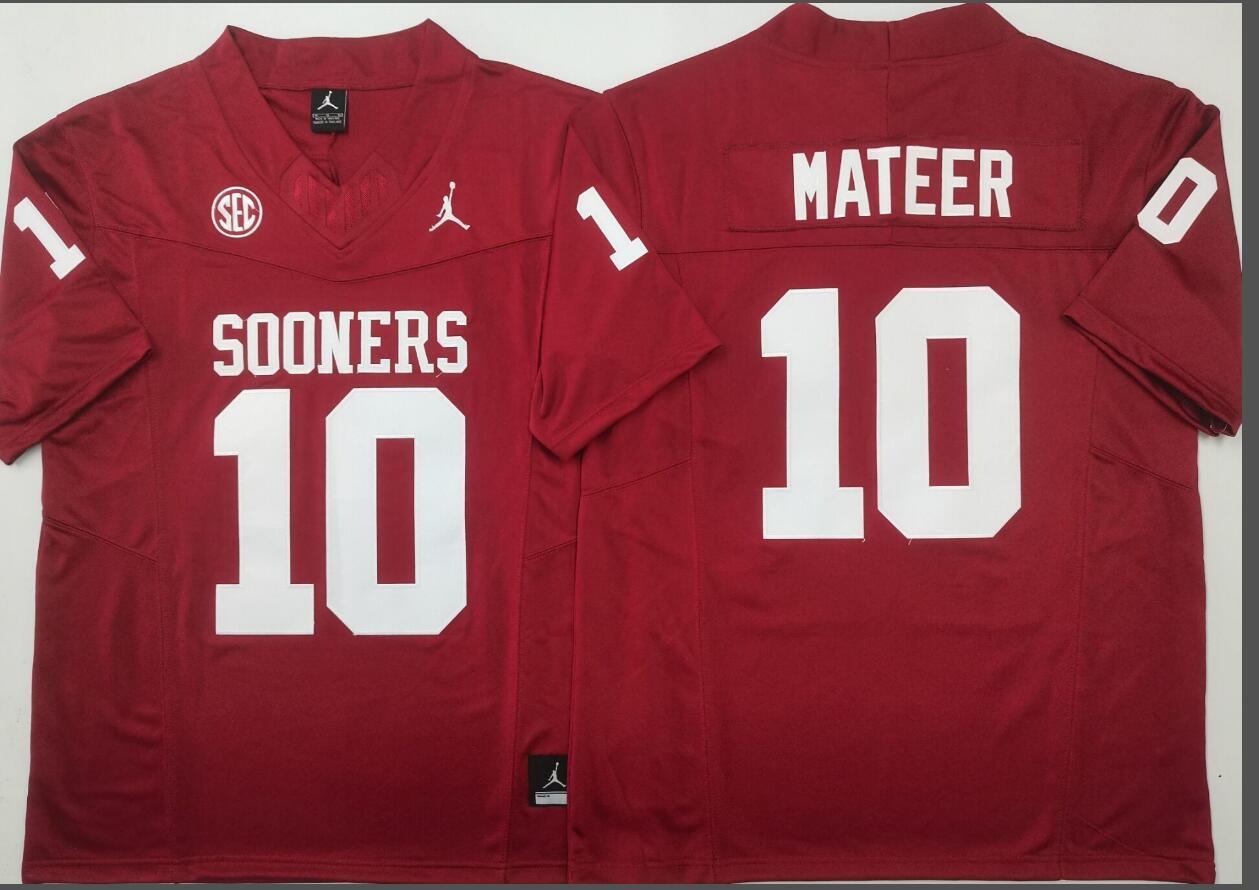 Oklahoma Sooners Red #10 MATEER jersey