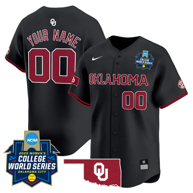 Oklahoma Sooners Softball 2025 World Series (WCWS) Vapor Premier Limited Custom Jersey black.webp