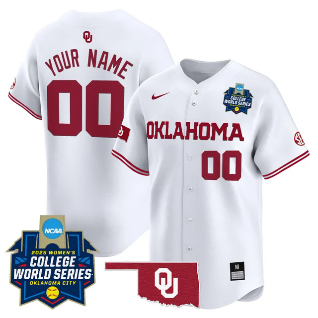 Oklahoma Sooners Softball 2025 World Series (WCWS) Vapor Premier Limited Custom Jersey white.webp