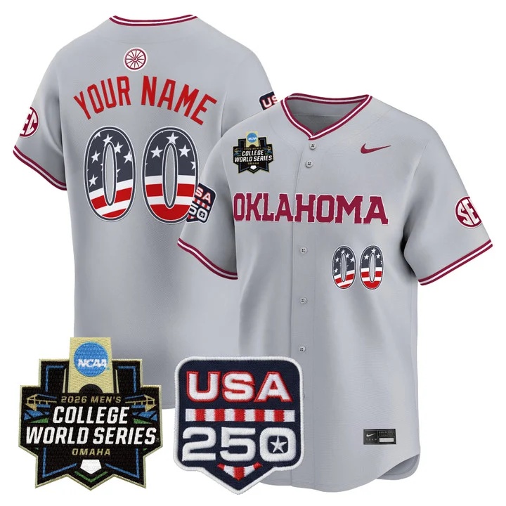 Oklahoma Sooners USA 250 Fourth of July Vapor Premier Limited Custom Jersey GRAY2
