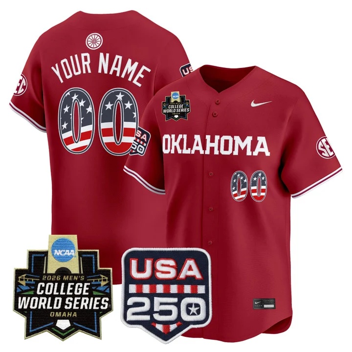 Oklahoma Sooners USA 250 Fourth of July Vapor Premier Limited Custom Jersey RED