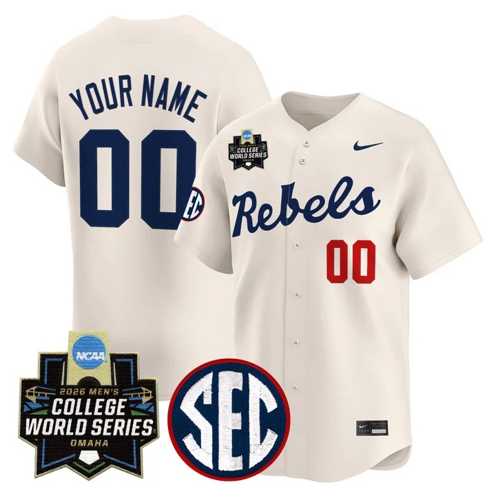 Ole Miss 2026 World Series Vapor Premier Limited Custom Jersey CREAM