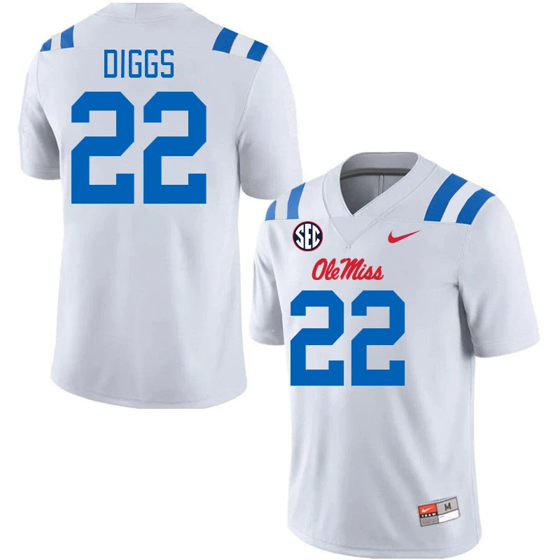 Ole Miss Rebels #22 Logan Diggs 2025 White Blue College Football Game Jersey 