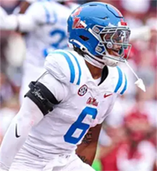 Ole Miss Rebels #6 TJ Dottery 2025 White Blue College Football Game Jersey 