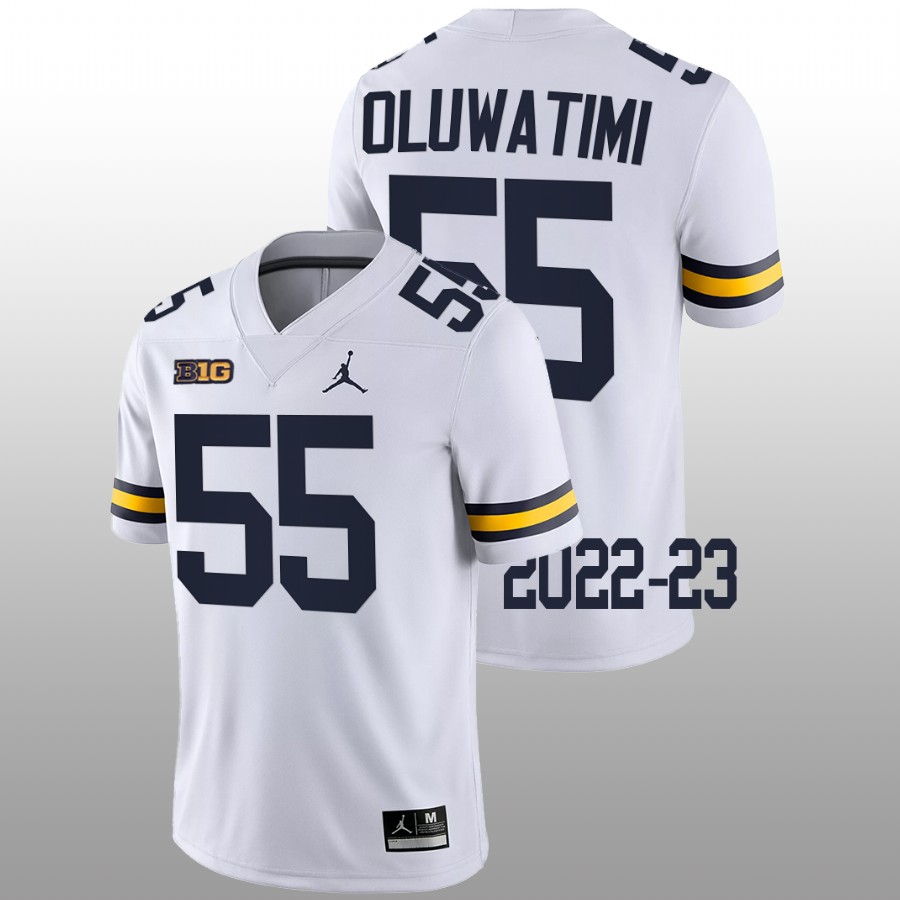 Olusegun Oluwatimi Michigan Wolverines White 2022-23 College Football Game Jersey