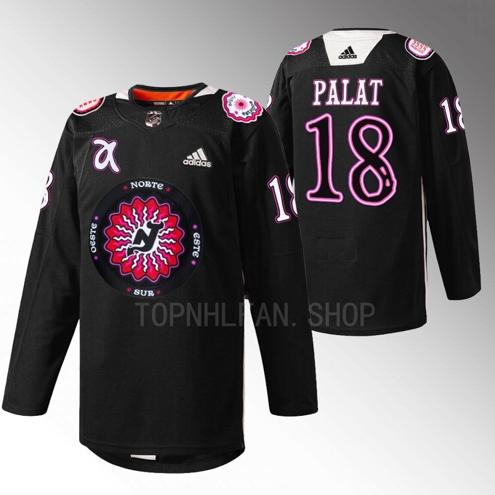 Ondrej Palat 2022 New Jersey Devils Black Hispanic Heritage Night Warmup Jersey