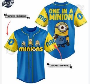 One In A Minion Cartoon Custom Baseball Jersey