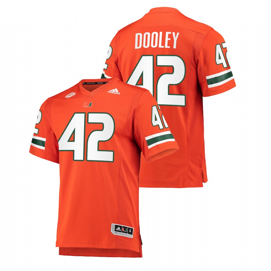 Orange Men Miami Hurricanes Jim Dooley College Football Retired number Jersey Men's Jersey Miami Hurricanes Jim Dooley Orange College Football Retired number Jersey