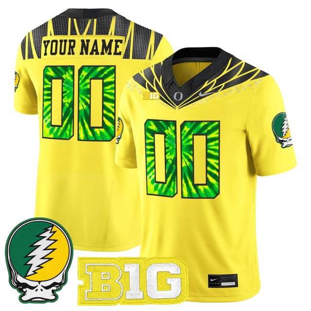 Oregon Ducks 2025 Grateful Ducks Vapor Limited Custom Jersey yellow