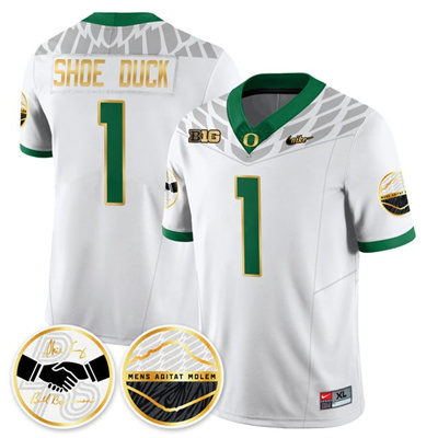 Oregon Ducks 2025 Shoe Duck Jersey white #1 Shoe Duck
