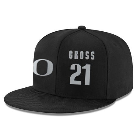 Oregon Ducks 21 Evan Gross Black College Basketball Adjustable Hat
