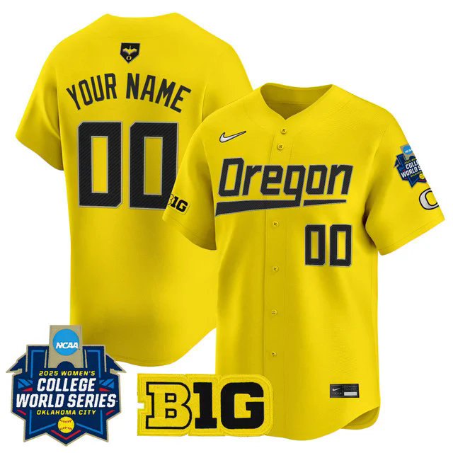 Oregon Ducks Softball 2025 World Series (WCWS) Vapor Premier Limited Custom Jersey YELLOW.webp