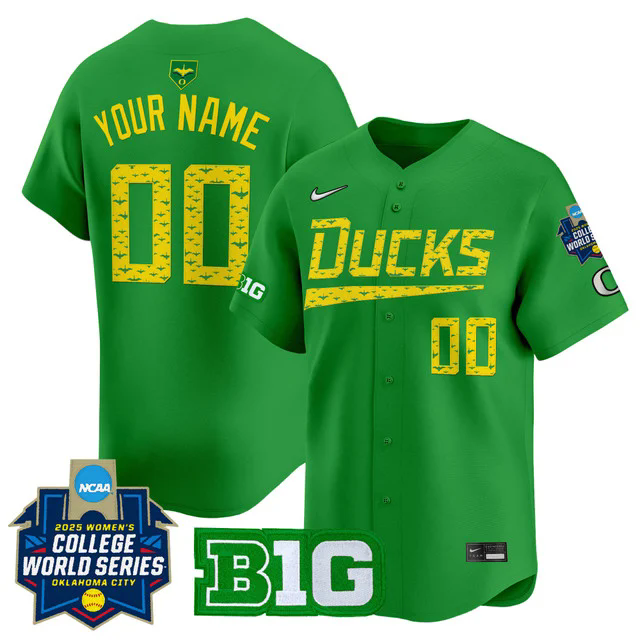 Oregon Ducks Softball 2025 World Series (WCWS) Vapor Premier Limited Custom Jersey.webp