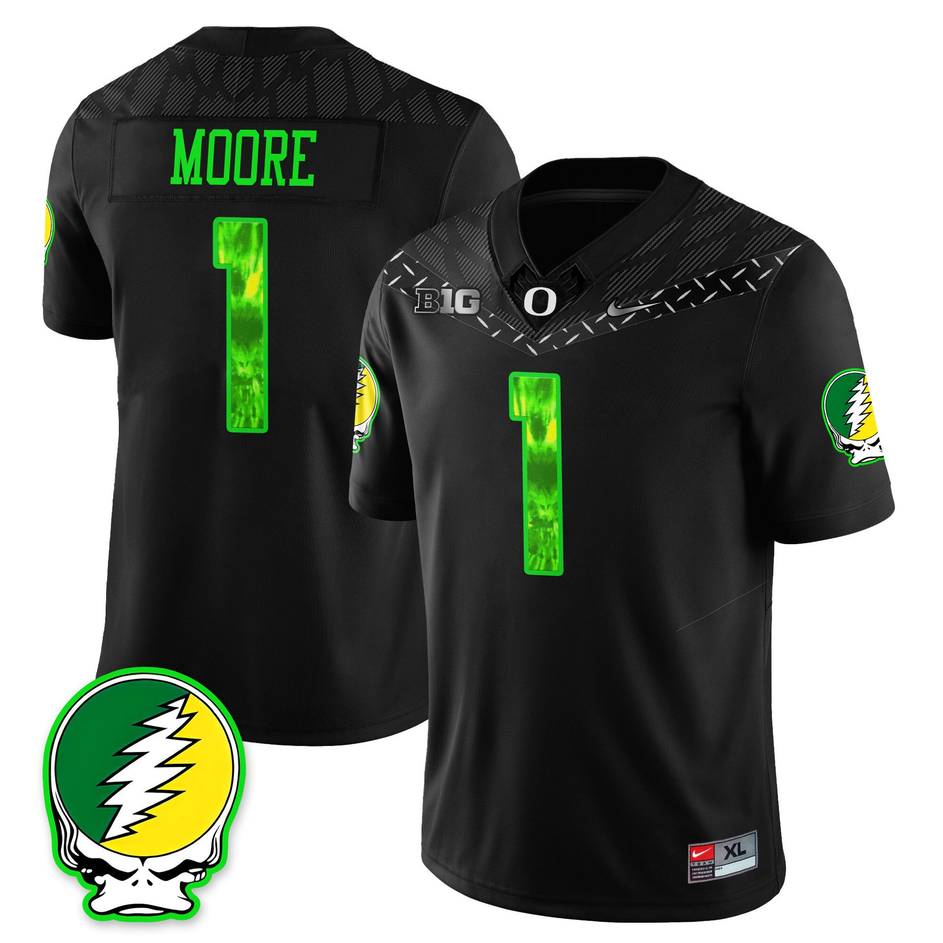 Oregon Football 2025 Grateful Jersey #1 Dakorien Moore