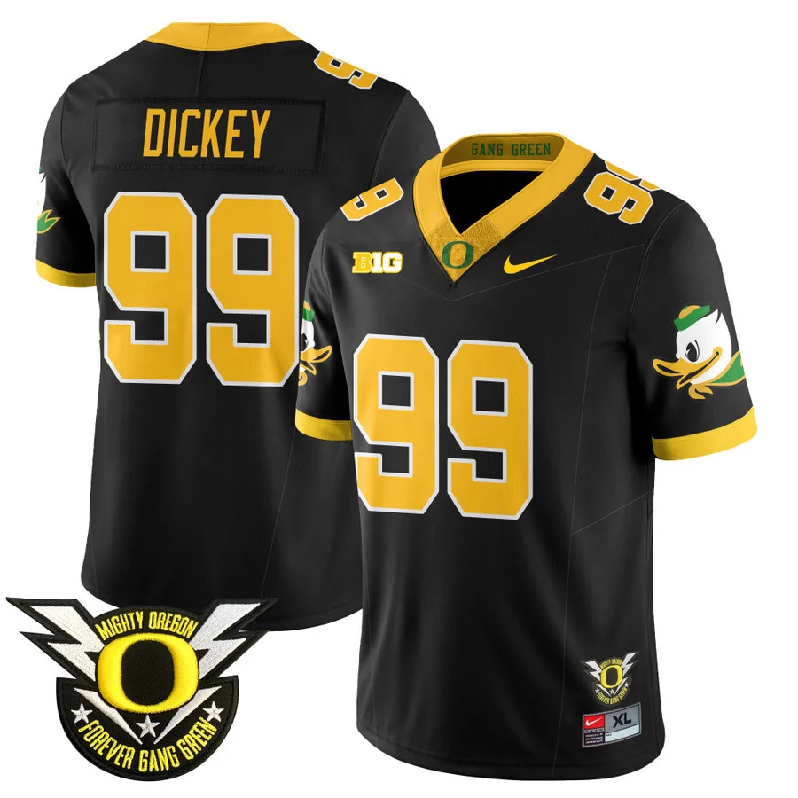 Oregon Football Forever Gang Green 2024 Jersey N2 - All Stitched  black JURRION DICKEY  #99