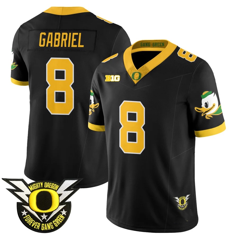 Oregon Football Forever Gang Green 2024 Jersey N2 - All Stitched black  DILLON GABRIEL  #8