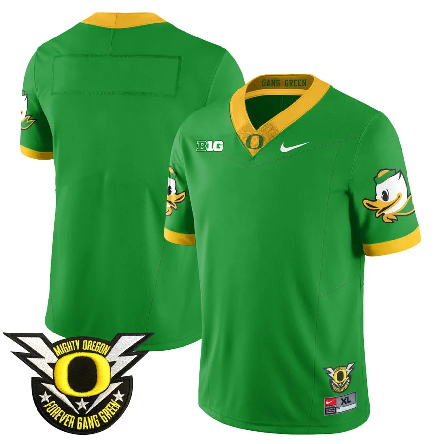 Oregon Football Forever Gang Green 2024 Jersey N2 - All Stitched green Blank