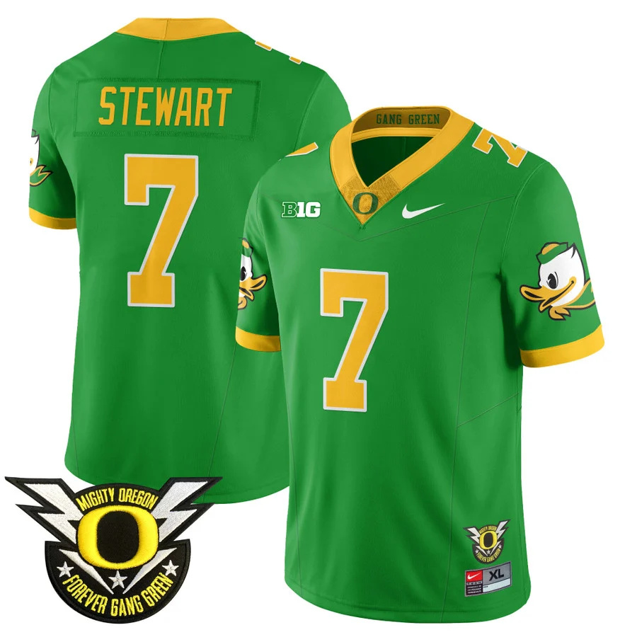 Oregon Football Forever Gang Green 2024 Jersey N2 - All Stitched green EVAN STEWART  #7