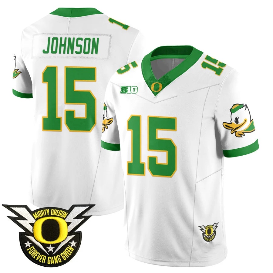 Oregon Football Forever Gang Green 2024 Jersey N2 - All Stitched white TEZ JOHNSON   #15