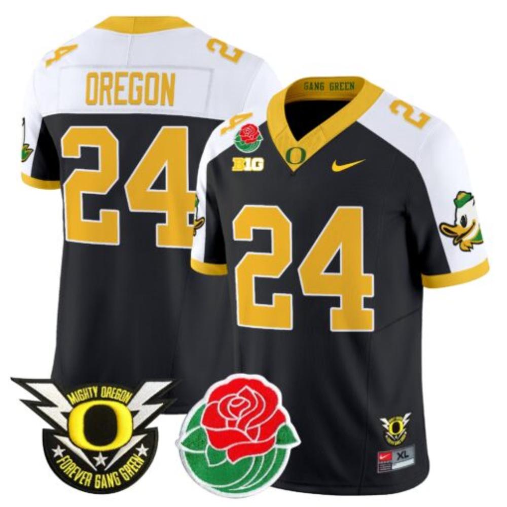 Oregon Jersey #24 Oregon Ducks 2025 Rose Bowl Game Patch Vapor Black Alternate