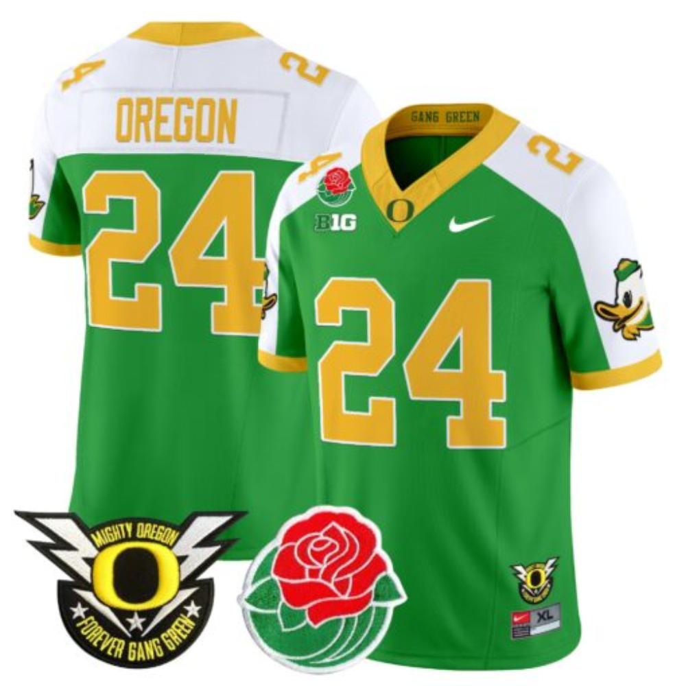 Oregon Jersey #24 Oregon Ducks 2025 Rose Bowl Game Patch Vapor Green Alternate