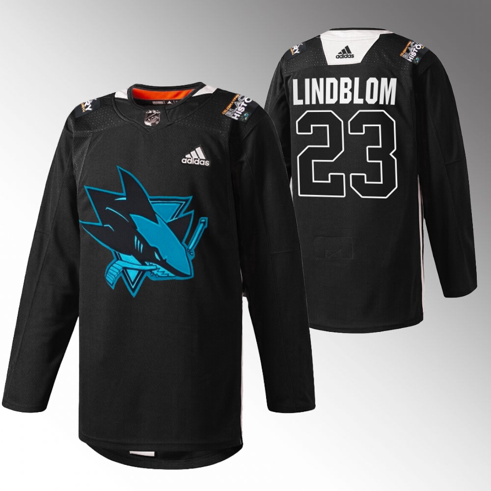 Oskar Lindblom Sharks Black History Month Jersey Black Warmup