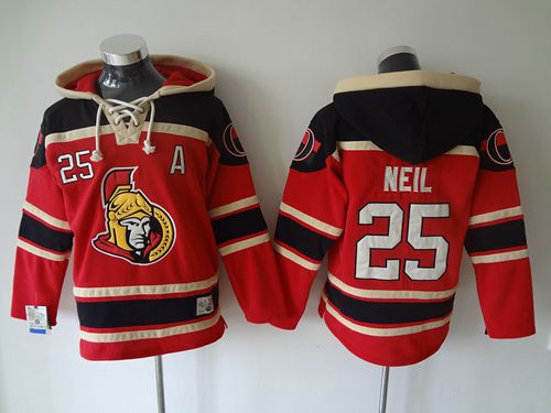 Ottawa Senators #25 Chris Neil Red Sawyer Hooded Sweatshirt Stitched NHL Jersey