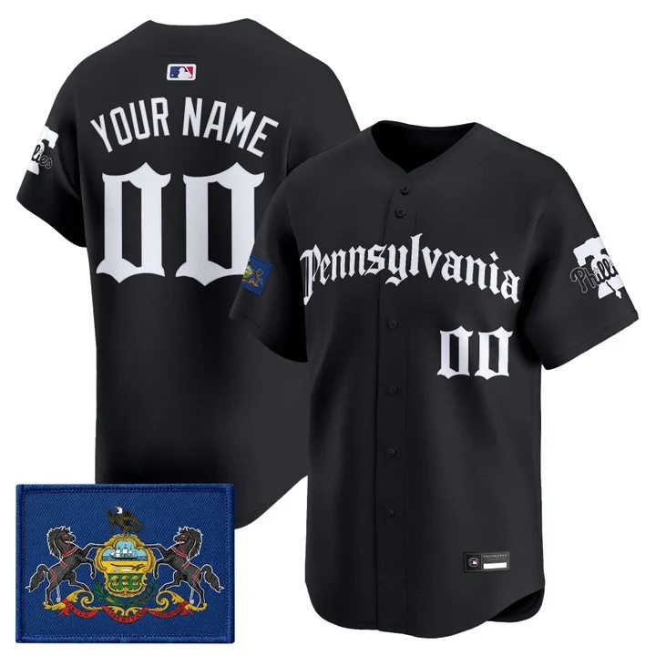 PHILLIES 'PENNSYLVANIA GOTHIC EDITION' VAPOR PREMIER LIMITED CUSTOM JERSEY BLACK