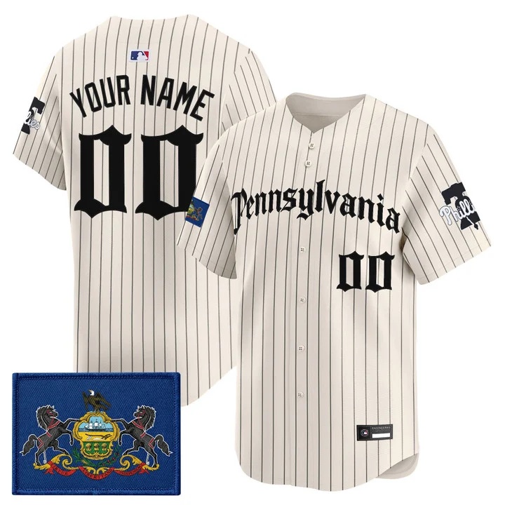 PHILLIES 'PENNSYLVANIA GOTHIC EDITION' VAPOR PREMIER LIMITED CUSTOM JERSEY PINSTRIPE