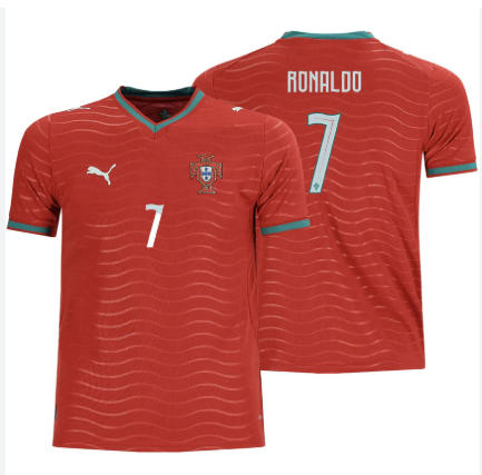 PUMA Portugal Youth Home Stadium Soccer Jersey Ronaldo #7 World Cup 2026 Azteca Soccer