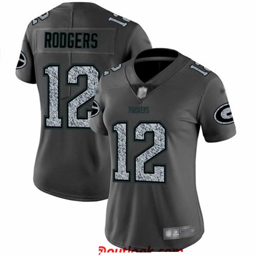 Packers #12 Aaron Rodgers Gray Static Women's Stitched Football Vapor Untouchable Limited Jersey