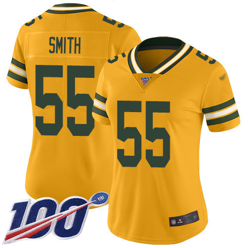Packers #55 Za'Darius Smith Gold Women's Stitched Football Limited Inverted Legend 100th Season Jersey