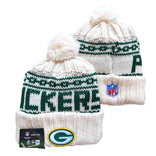 Packers Team Logo Pom Cuffed White Knit Hat  YD