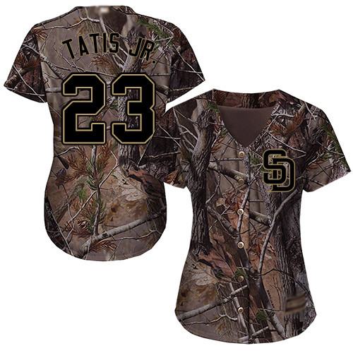 Padres #23 Fernando Tatis Jr. Camo Realtree Collection Cool Base Women's Stitched Baseball Jersey